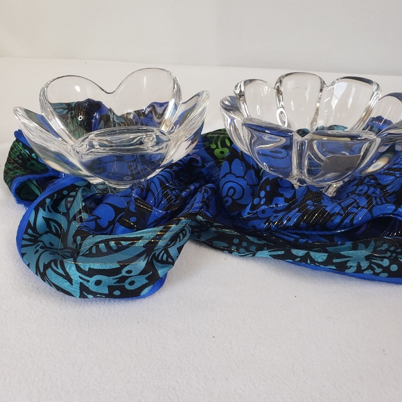 MIKASA AUSTRIA CLEAR  SCALLOPED FLORAL CRYSTAL VOTIVE CANDLE HOLDER SET GLASS - Picture 14 of 15